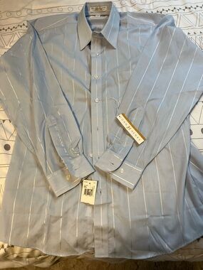 John Henry Light Blue Pinstripe Dress Shirt - Classic Point Collar